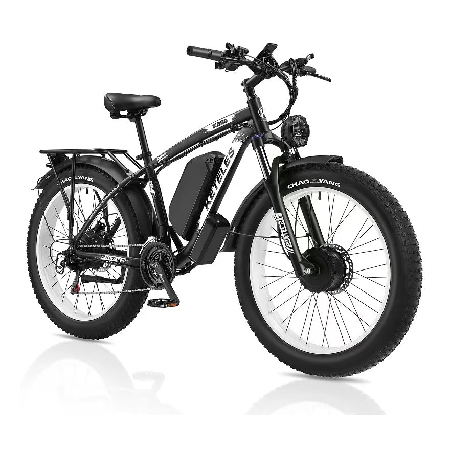 KETELES K800 AWD Electric Bicycle Two Wheel Drive E-Bike Fat Tire Dual Motor Electric Bike for Mountain and Hill