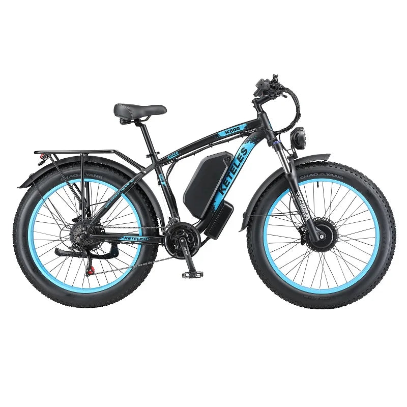 Original Factory KETELES K800 Electric Bicycle 2x1000W Two Wheel Drive E-Bike 26"x4.0" Fat Tire Dual Motor Electric Bike