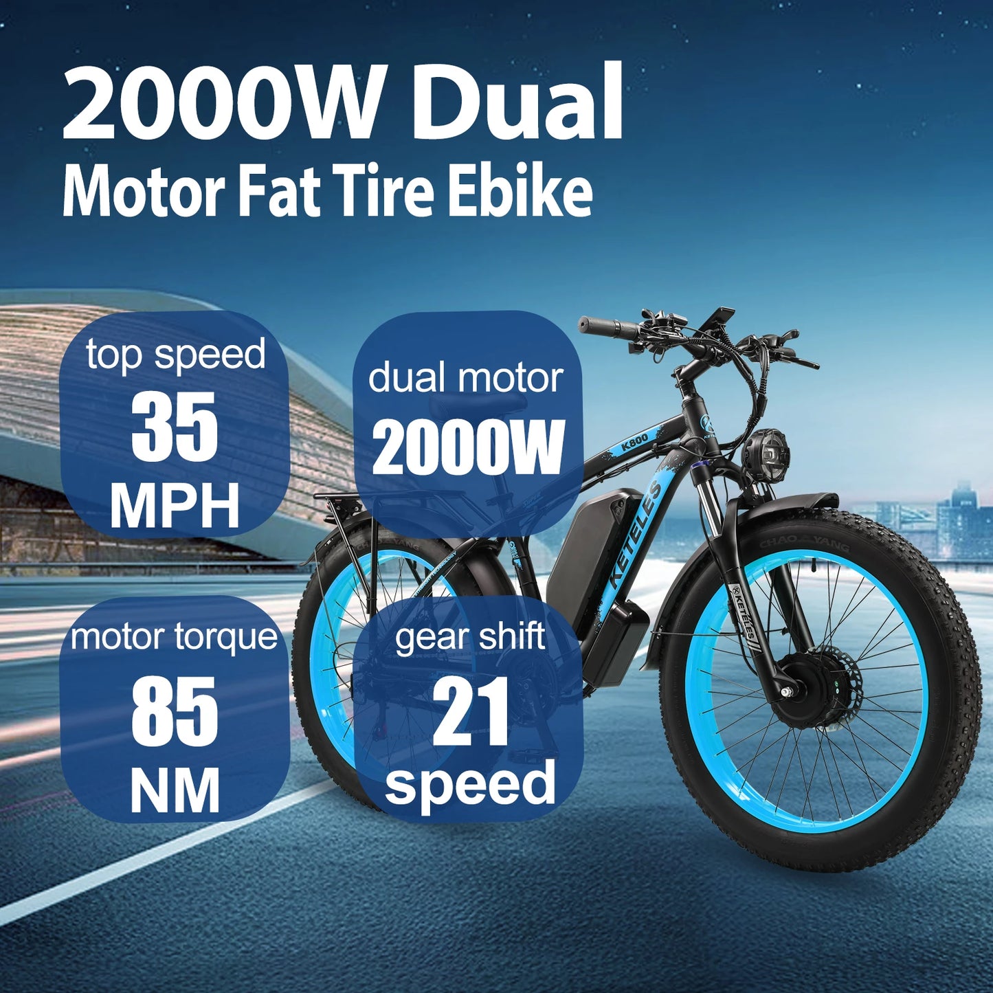 Drop Shipping EU US Warehouse KETELES 26" Inch E-Bike 2000W Motor 23AH Battery K800 Electric Bikes Fat Tire Electric Bicycle