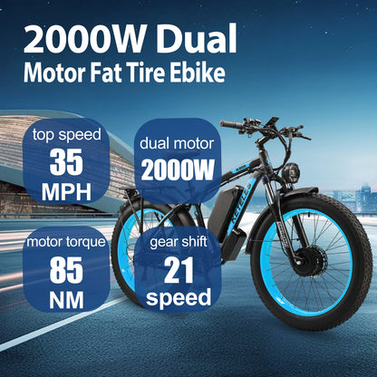 Drop Shipping EU US Warehouse KETELES 26" Inch E-Bike 2000W Motor 23AH Battery K800 Electric Bikes Fat Tire Electric Bicycle