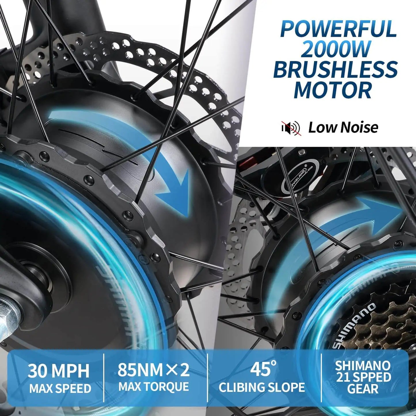 KETELES k800 dual motor electric bike 2000W adult electric mountain bike, 17.5AH/23AH battery, 21 speeds, hydraulic brakes, 26''