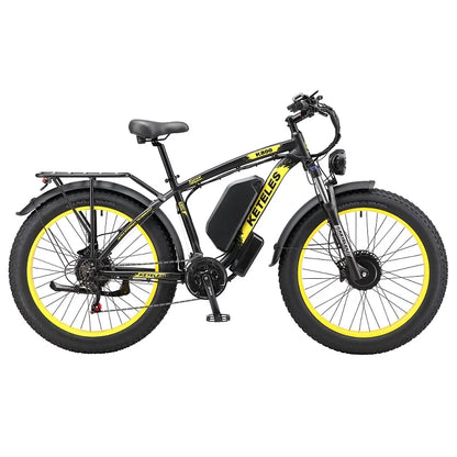 Original Factory KETELES K800 Electric Bicycle 2x1000W Two Wheel Drive E-Bike 26"x4.0" Fat Tire Dual Motor Electric Bike