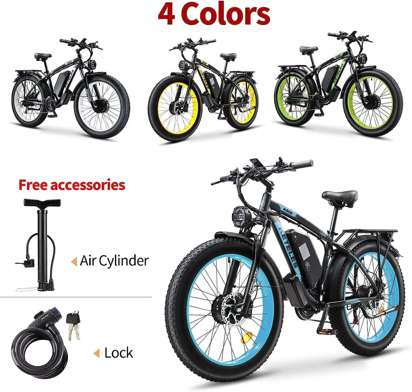 Drop Shipping EU US Warehouse KETELES 26" Inch E-Bike 2000W Motor 23AH Battery K800 Electric Bikes Fat Tire Electric Bicycle