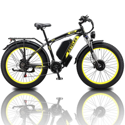 KETELES k800 dual motor electric bike 2000W adult electric mountain bike, 17.5AH/23AH battery, 21 speeds, hydraulic brakes, 26''