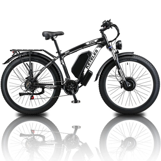 KETELES k800 dual motor electric bike 2000W adult electric mountain bike, 17.5AH/23AH battery, 21 speeds, hydraulic brakes, 26''