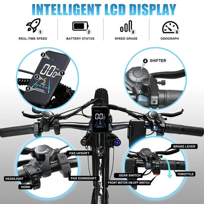 KETELES k800 dual motor electric bike 2000W adult electric mountain bike, 17.5AH/23AH battery, 21 speeds, hydraulic brakes, 26''