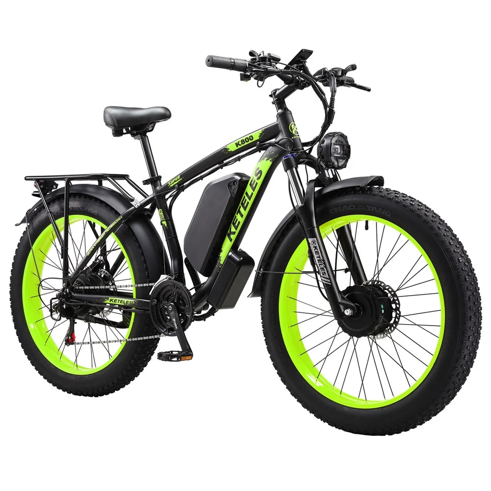Original Factory KETELES K800 Electric Bicycle 2x1000W Two Wheel Drive E-Bike 26"x4.0" Fat Tire Dual Motor Electric Bike