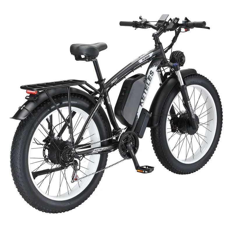 KETELES K800 AWD Electric Bicycle Two Wheel Drive E-Bike Fat Tire Dual Motor Electric Bike for Mountain and Hill